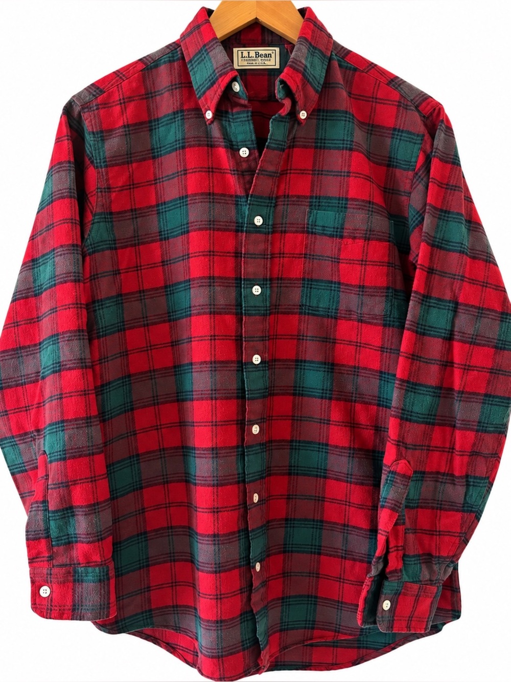 L.L.Bean Vintage Made in USA 90’s Red Green Plaid Flannel Men’s Tall Medium